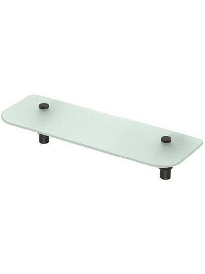 Sobe 15 3/4 inch Frosted-Glass Bathroom Shelf in Oil-Rubbed Bronze.